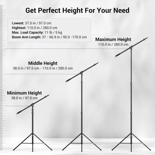 SmallRig Aluminum Light Stand 110"/9.2ft/280cm, Adjustable Photography - Image 2