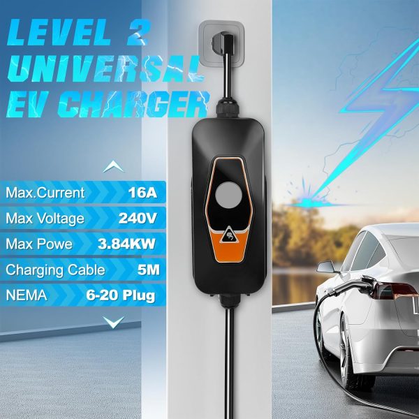 Portable EV Charger Level 2, 16Amp 240V, Electric Vehicle Charger with - Image 3