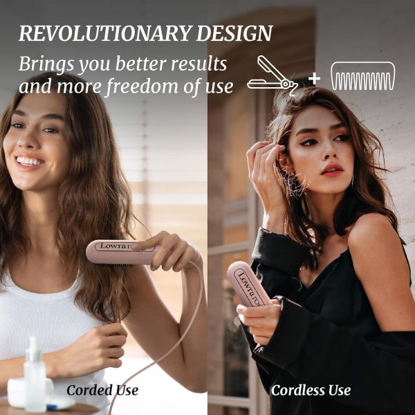 LOWRA ROUGE Hair Straightener Brush, 2 in 1 Negative Ionic Hair - Image 3