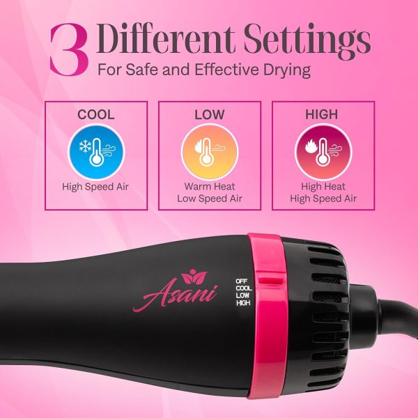 Asani Hair Dryer Brush - 4-in-1 Blow Dryer with Comb, Curling & Hot Hair - Image 3