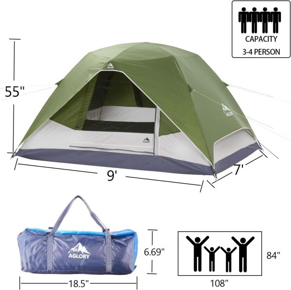 Camping Tent with Rainfly, 2/4 Person Dome Tent,Waterproof Windproof Family - Image 3