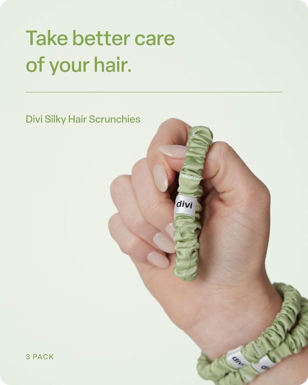divi Silk Scrunchies - No Damage, No Crease, Thin Satin Scrunchies for Hair - Image 2