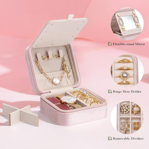 Vlando Small Travel Jewelry Box Organizer Display Case for Rings Earrings - Image 3