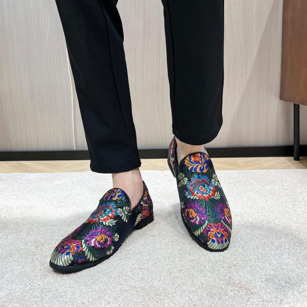 Men's Luxury Embroidery Penny Loafer Noble Slip-on Suede Loafers Shoes - Image 3