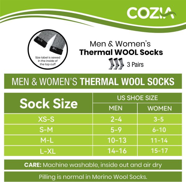 COZIA Merino Wool Socks for Men and Women Warm thermal Boot Hiking Socks 3 - Image 4