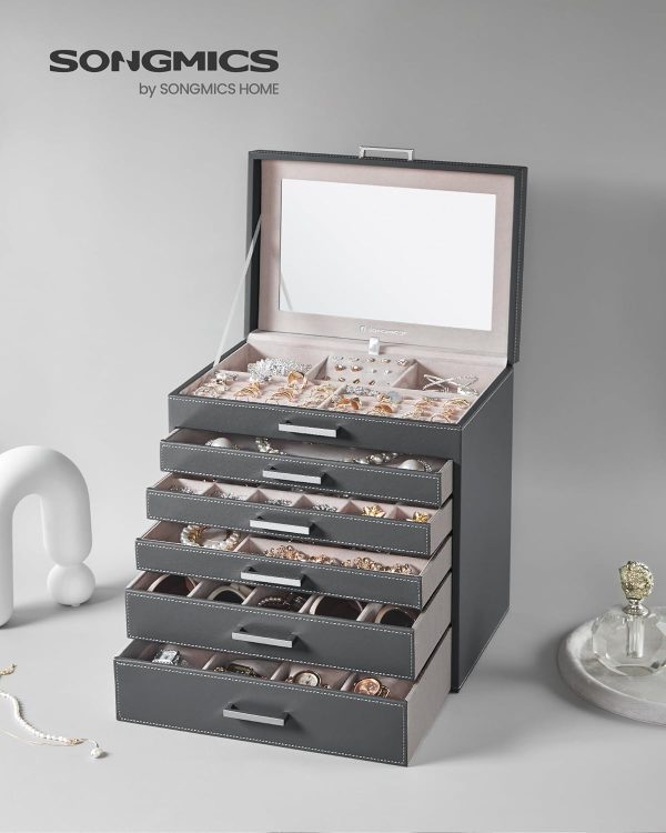 SONGMICS Jewelry Box, 6-Tier Jewelry Organizer, Large Jewelry Case with Big - Image 2