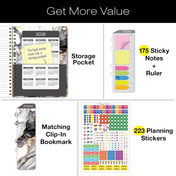 Hardcover CY 2025 Fashion Planner - 5.5"x8" (Pink Purple Marble) (Black - Image 2