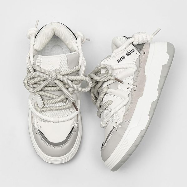 Women’s Faux Leather Fashion Platform Chunky Sneakers Lightweight - Image 6