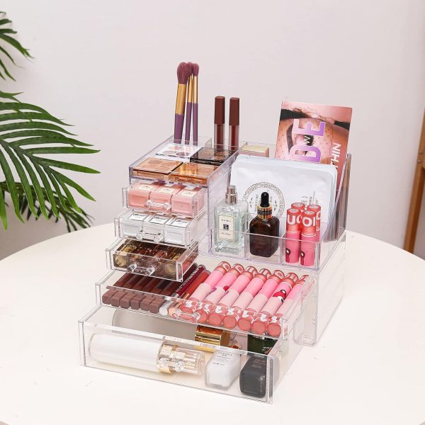 Cq acrylic 2 Pack Clear Make Up Organizers for Vanity,Stackable 5 Drawers - Image 3