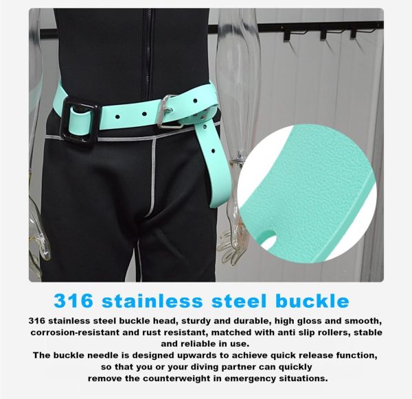 Diving Weight Belt with Quick Release Stainless Steel Buckle Rubber Weight - Image 2