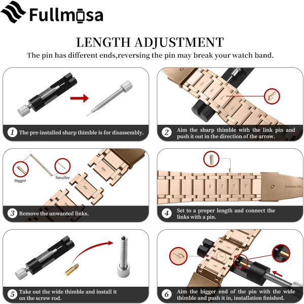 Fullmosa Compatible Metal Apple Watch Bands 41mm 40mm 38mm 49mm 46mm 45mm 4 - Image 5
