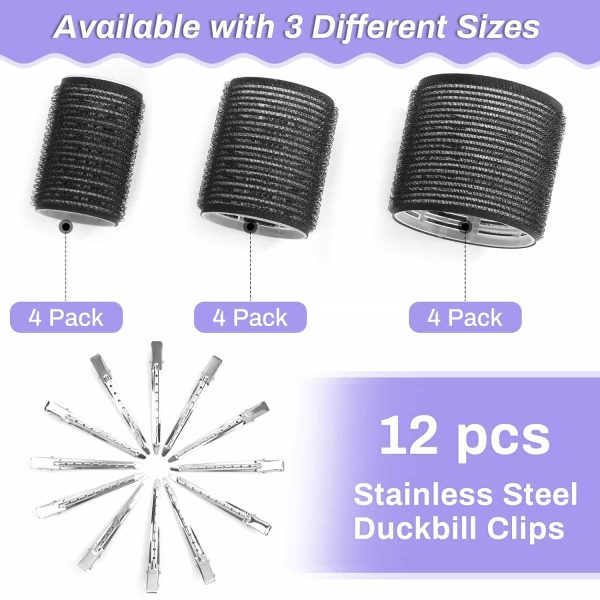 Self Grip Hair Rollers and Curlers Set - 24 Pieces with 3 Sizes (4 Jumbo, 4 - Image 3