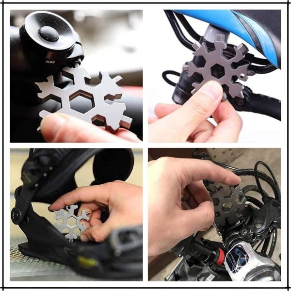 4 Pack Snowflake Multitool, 18-in-1 Stainless Steel Snowflake Multitool, - Image 4