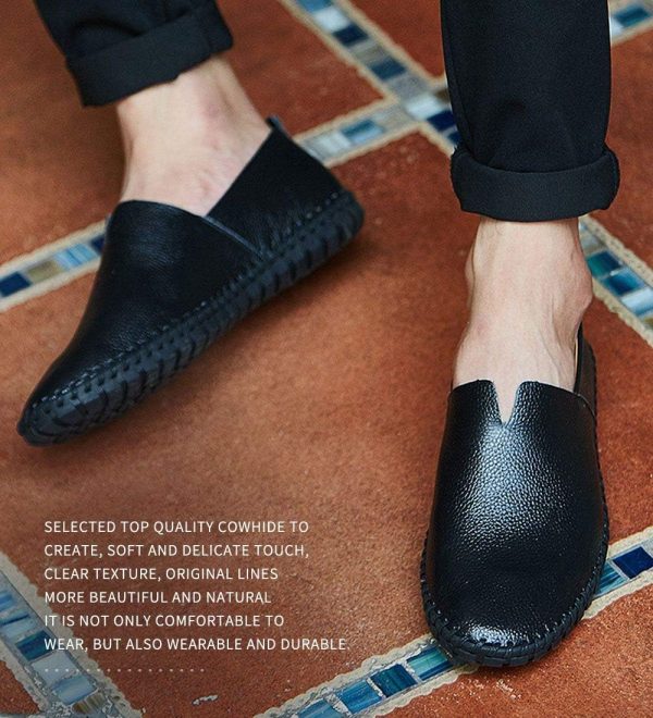 Men's Genuine Leather Loafer Shoes Slip On Soft Walking Driving Shoes - Image 7
