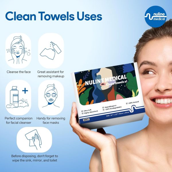 Ultra-Soft Disposable Face Clean Towel - 50 Count/Box, 10" x 12", - Image 5