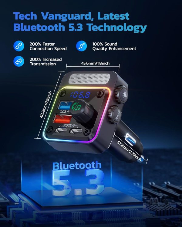 Nulaxy 54W Bluetooth 5.3 Car Adapter with 4 Charging Ports [PD 36W & QC3.0 - Image 3