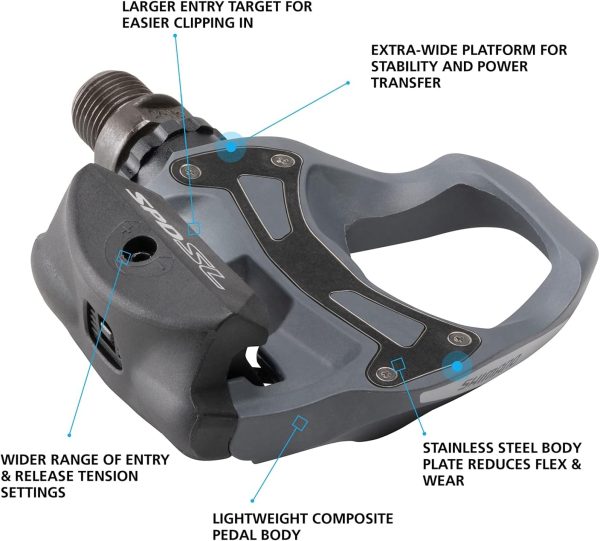SHIMANO PD-R550 SPD-SL Road Pedals; Black - Image 2