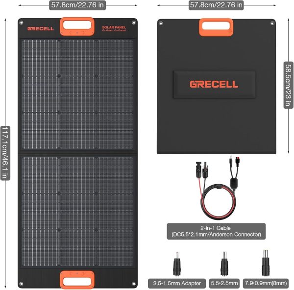 GRECELL 100W Portable Solar Panel for Power Station Generator, 20V Foldable - Image 8