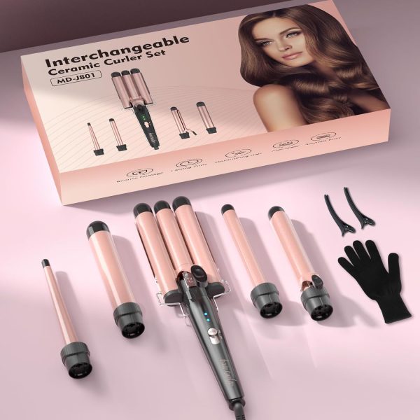 Wand Curling Iron, 5 in 1 Curling Wand Set with 3 Barrel Hair Crimper, - Image 8