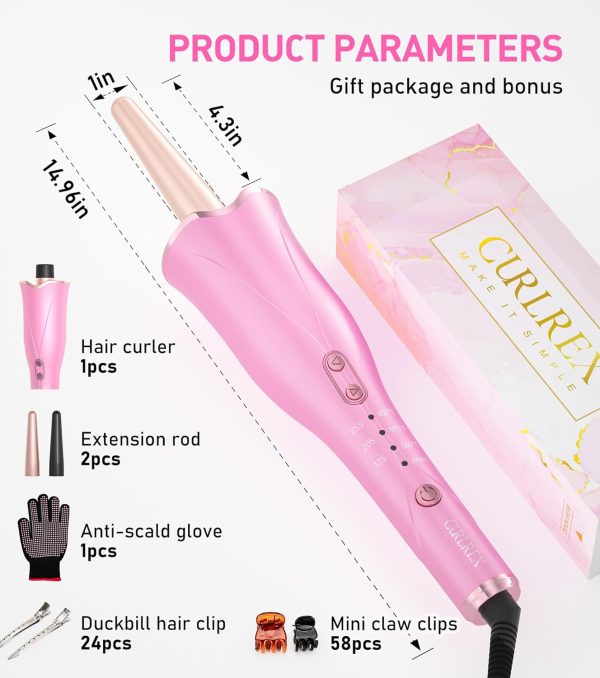 Curling Iron 1 Inch Automatic Curling Wand with Extended Long Barrel, - Image 6