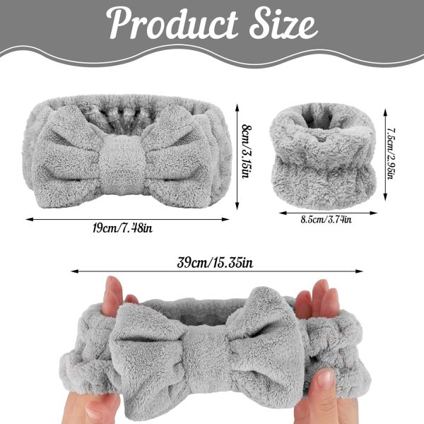 BESARME 3 Pieces Face Wash Headband and Wristband Set Spa Headband Makeup - Image 2