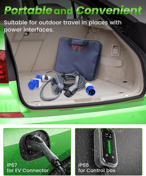 Portable EV Charger,Level 2 48Amp Electric Vehicle Charger with Double - Image 6