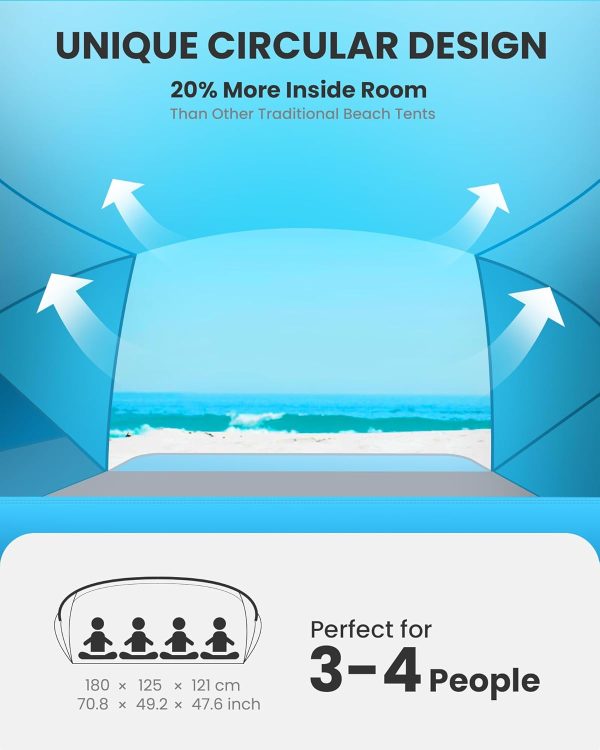 OutdoorMaster Beach Tent for 3-4 Person - Easy Setup and Portable Beach - Image 2