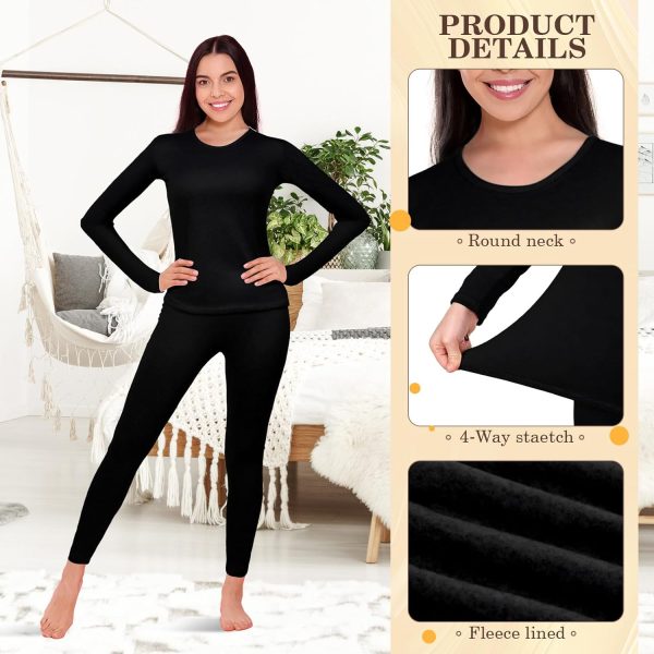 Patelai 2 Set Thermal Underwear Warm Fleece Lined Thermal Leggings and - Image 4