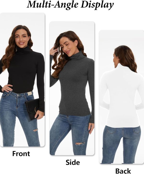 4 Pack Women’s Thermal Turtleneck Shirts, Women Turtle Neck Fleece Lined - Image 5
