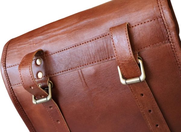 american blue Motorcycle Side Saddle Bags Pouch Brown Color Leather Side - Image 2