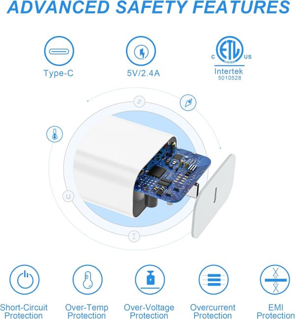 for iPhone Charger Fast Charging, 3Pack USB-C Wall Charger Block with 6FT - Image 2
