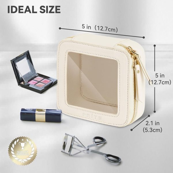 Prite Small Makeup Bag for Women Portable Clear Makeup Bag Cute Mini - Image 3