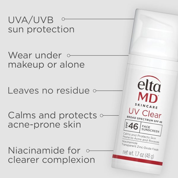 EltaMD UV Clear Face Sunscreen SPF 46, Oil Free Sunscreen with Zinc Oxide, - Image 3