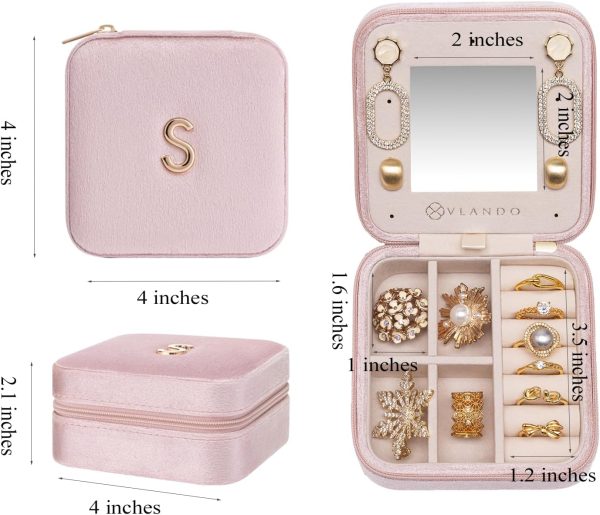 Vlando Small Travel Jewelry Box Organizer Display Case for Rings Earrings - Image 4