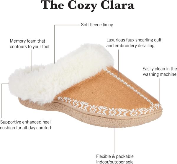 isotoner Women's Clara Embroidered Microsuede Clog Slippers - Image 2