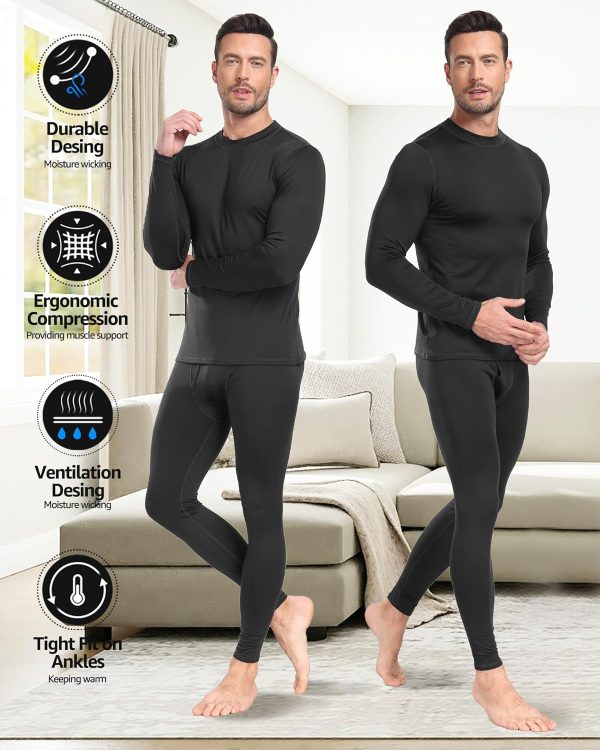 UNIQUEBLLA Long Johns Thermal Underwear Set for Men Thermal Base Layer Cold - Image 2