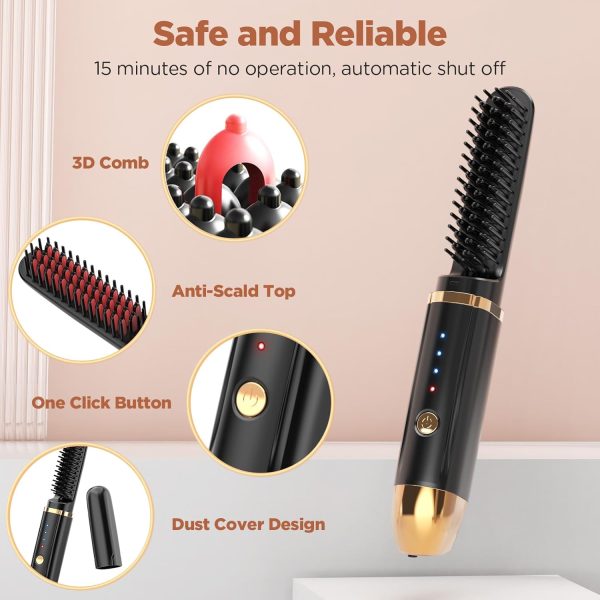 Cordless Hair Straightener Brush, Portable Hair Straightener for Women - Image 5