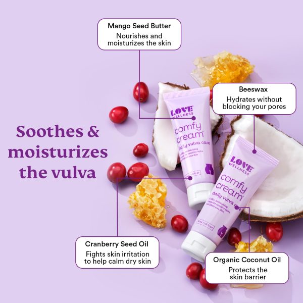 Love Wellness Comfy Cream, pH Balancing Cleanser & Wipes | Vulva - Image 4