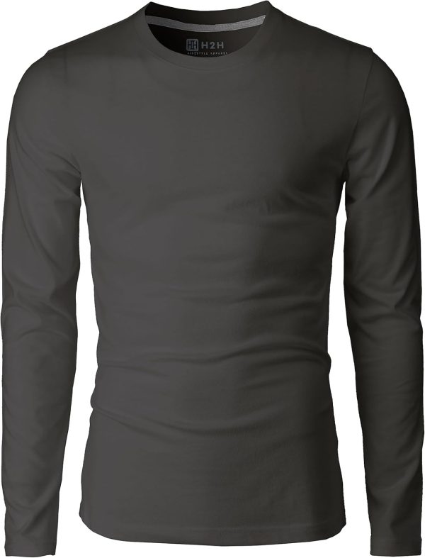 H2H Mens Casual Slim Fit Long Sleeve T-Shirts Soft Lightweight - Image 2