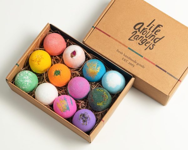 LifeAround2Angels Bath Bombs Gift Set 12 USA made Fizzies, Shea & Coco - Image 8