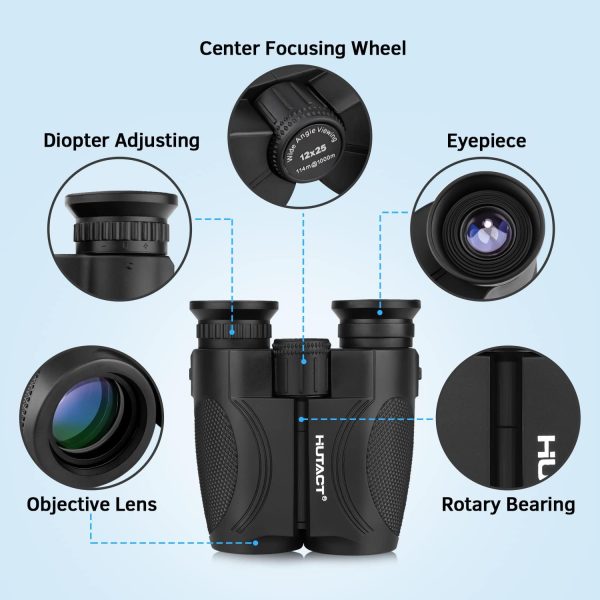 HUTACT 12x25 Binoculars for Adults and Kids, Compact Binoculars with Bright - Image 5