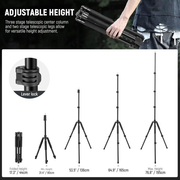 NEEWER Photography Light Stand, 1.5-6.4ft/47-195cm Aluminum Reversible - Image 2