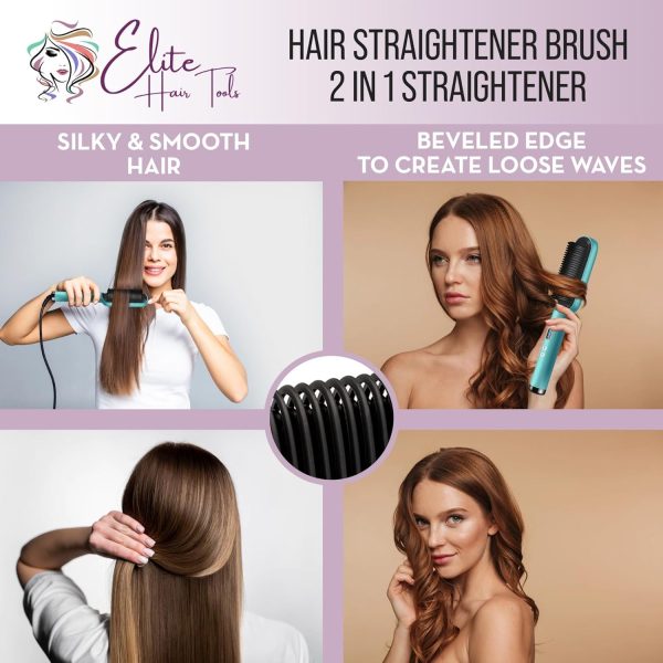 Hair Straightener Brush with Negative Ions | Ionic Brush Straightener for - Image 5