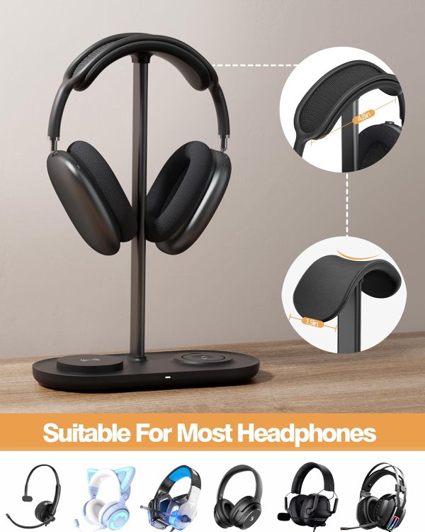 HiWe 3-in-1 Headphone Stand - Universal Desktop Gaming Headset Holder with - Image 2