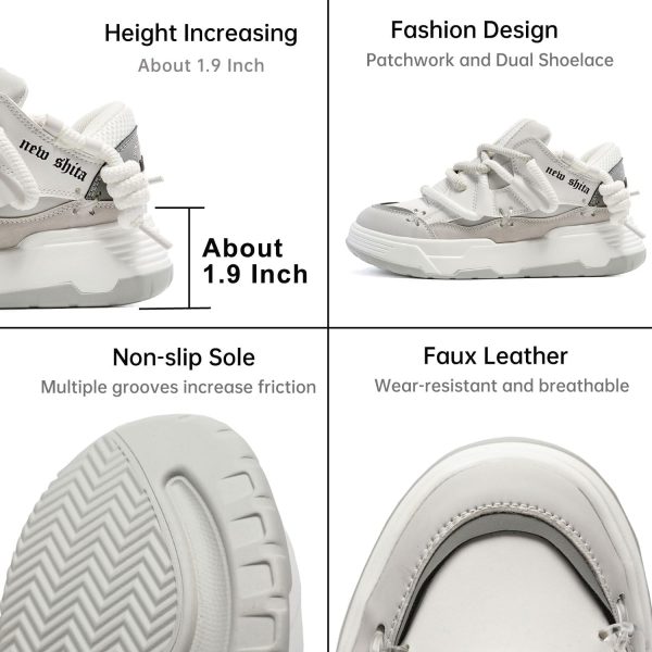 Women’s Faux Leather Fashion Platform Chunky Sneakers Lightweight - Image 2