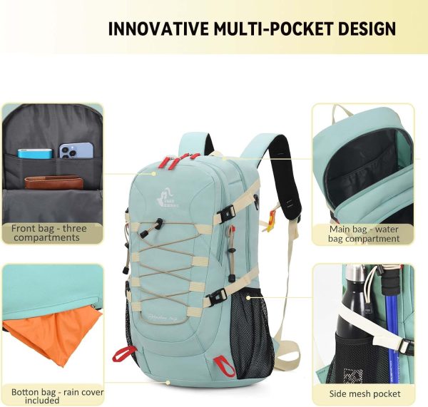 Bseash 40L Waterproof Hiking Backpack with Rain Cover, Outdoor Sport Travel - Image 3