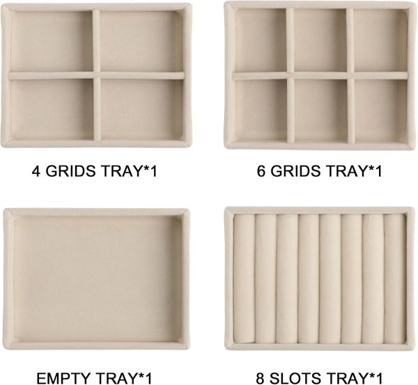 Frebeauty Small Jewelry Tray Set,Stackable Velvet Jewelry Organizer - Image 2