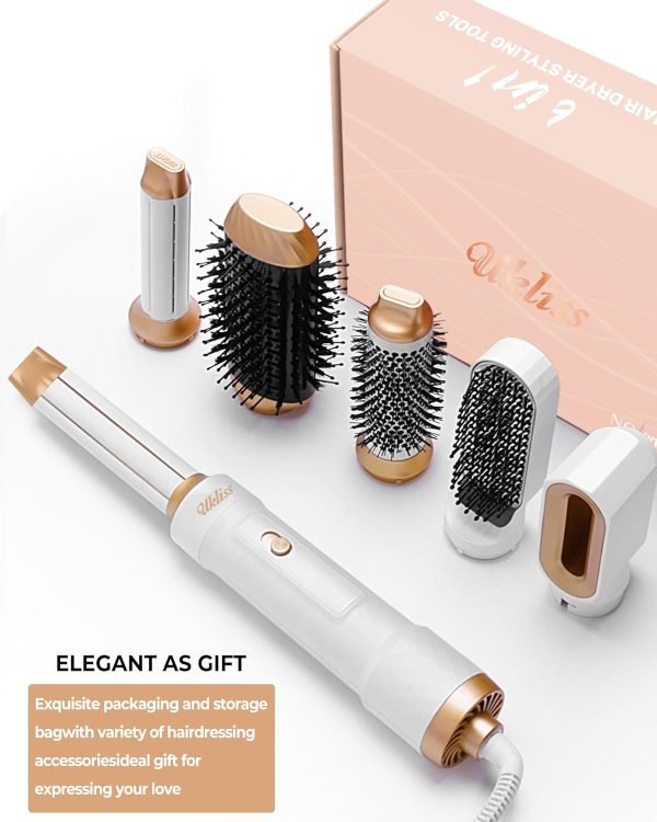 Hair Dryer Brush,6 in 1 Blow Dryer Brush Ionic Hair Dryer,Hair Curler Hair - Image 2