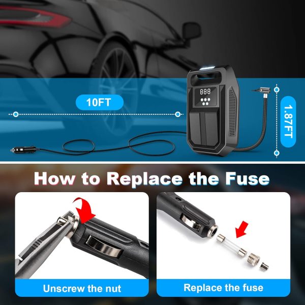 FBK Tire Inflator Portable Air Compressor Tire Air Pump for Car Tires - Car - Image 6
