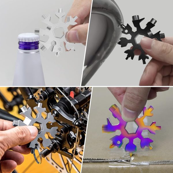5PCS 18-in-1 Snowflake Multi-tool, Stainless Steel Snowflake Multitool - Image 4